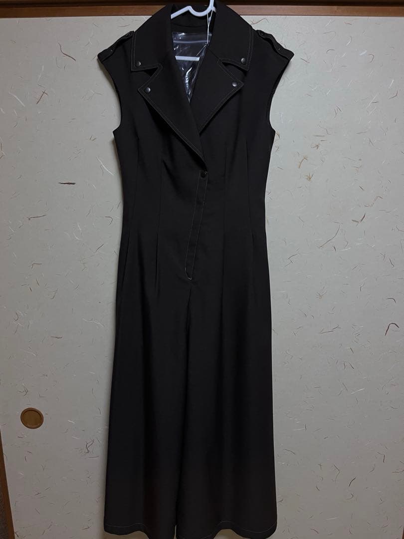 【月曜日までの金額】Aimeine 肩リボン付きオールインワン ブラウン S