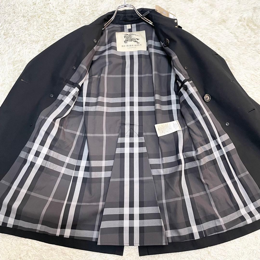 新品 BURBERRY LONDON チェック柄 ナポレオンコート 金ボタン