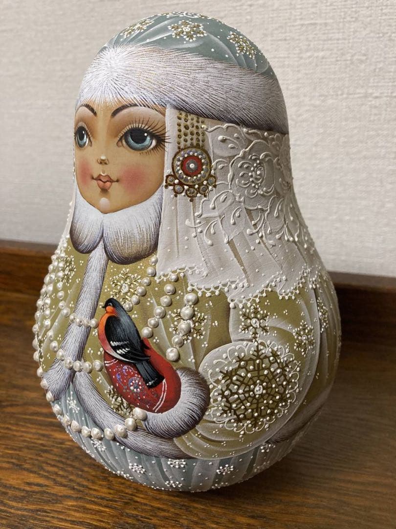 ロシア雑貨☆雪娘 起き上がりこぼし♪H18cmタチアナ作 雪の女王マトリョーシカ