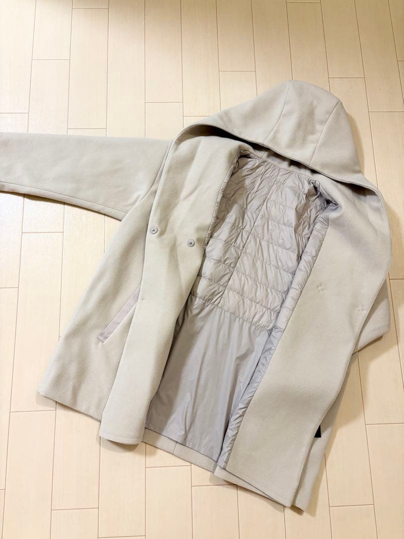 インナーダウン付きウールライクフードコート