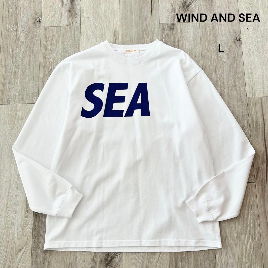 WIND AND SEA ウィンダンシー 長袖Tシャツ ロンT 白 青 L