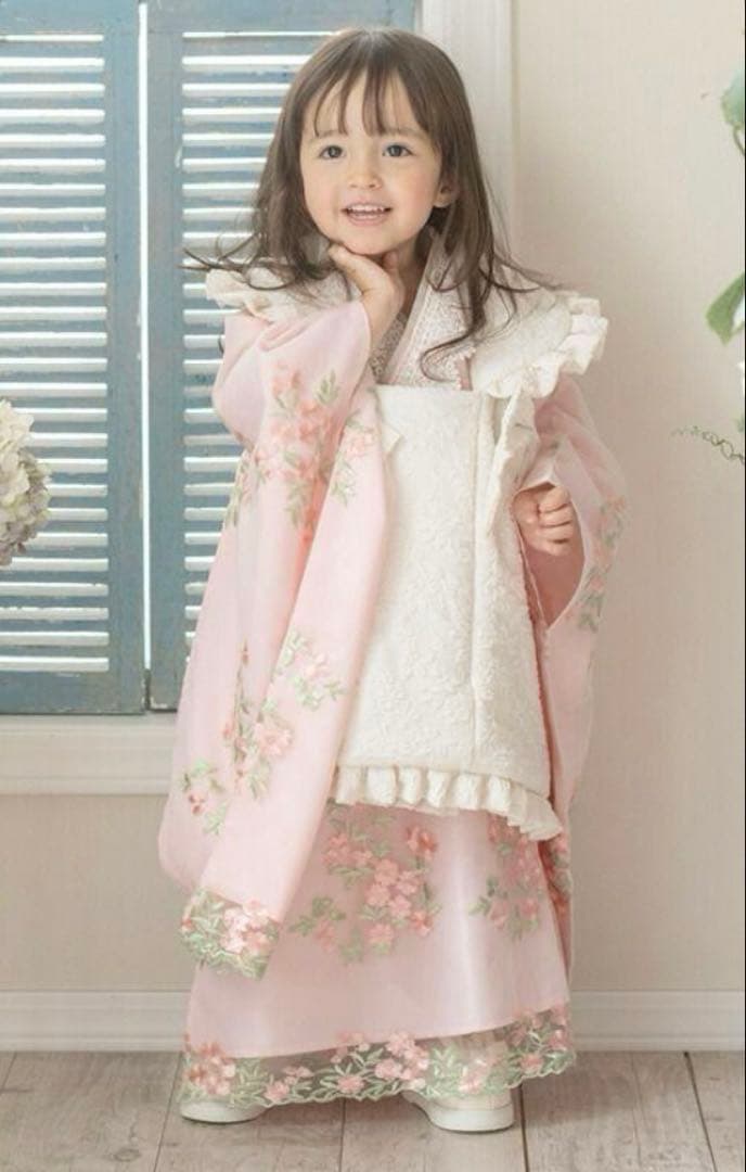 め*こ様 七五三　着物　被布　キャサリンコテージ　ピンク 花　刺繍 簡単着付け