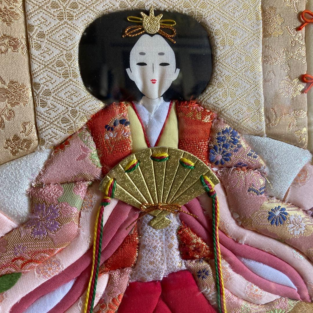 ひな祭り　伝統的 雛人形 ハンドメイド　額入りフレーム付き