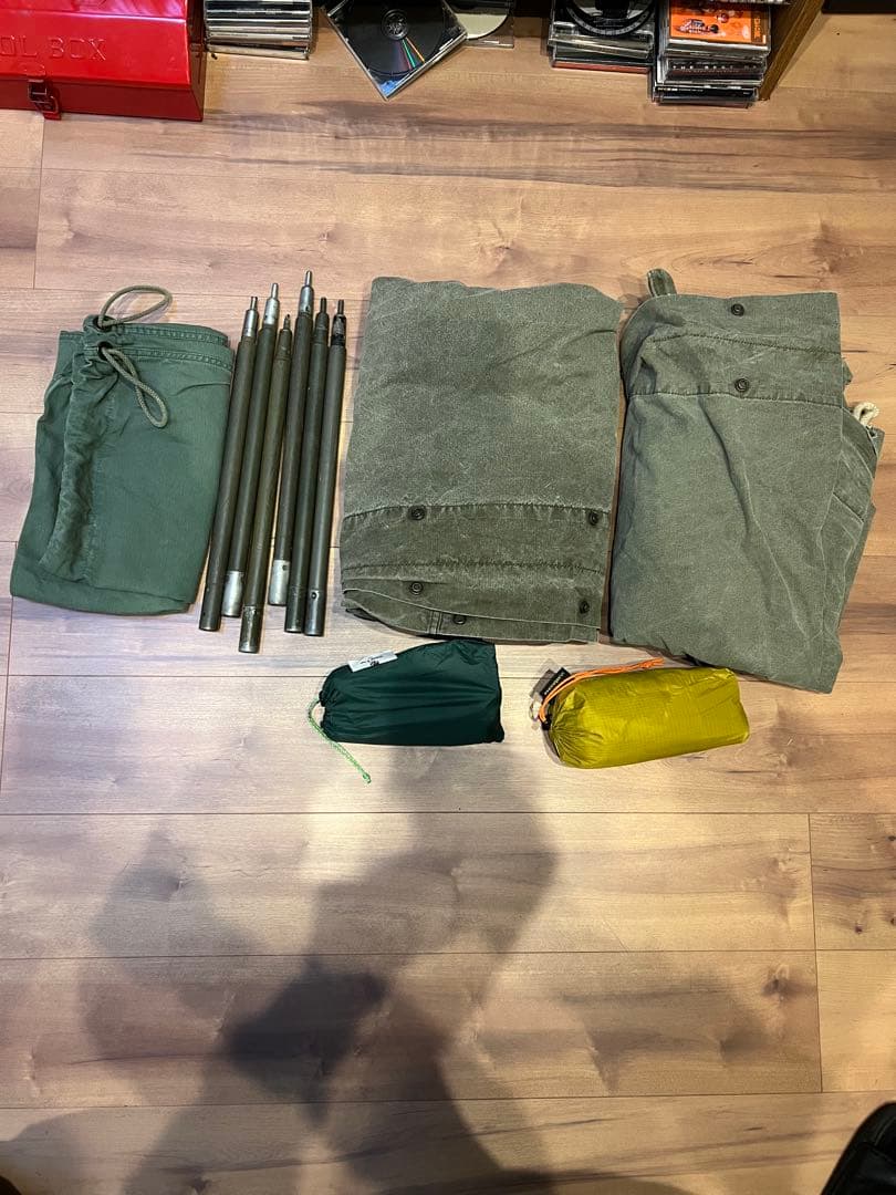 は*る様 USパップテント　ポール蚊帳グランドシート、ランドリーバッグ付き　軍幕