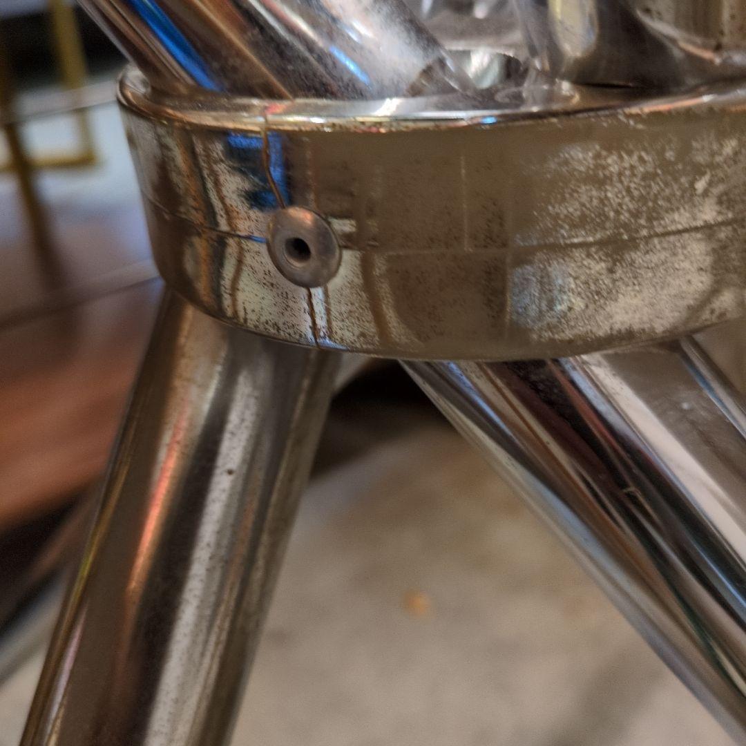 80sミッドセンチュリー円形強化ガラス天板 ダイニングテーブル 折りたたみ