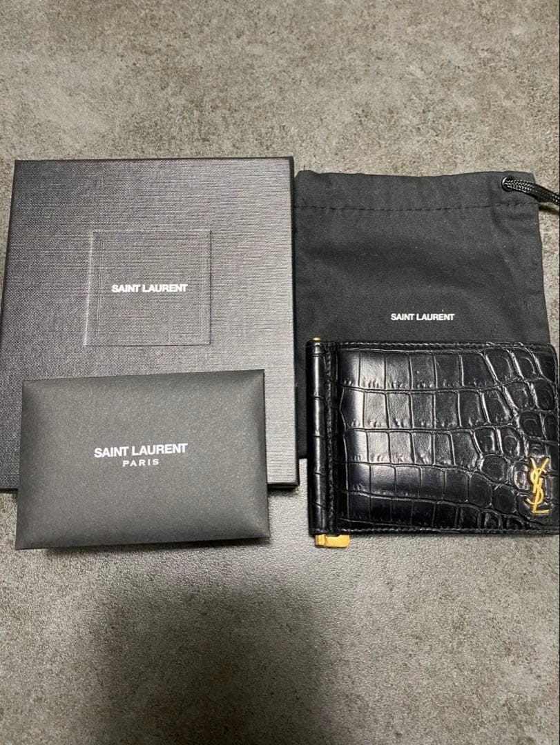 ま*こ様 YSL クロコダイルレザー マネークリップ