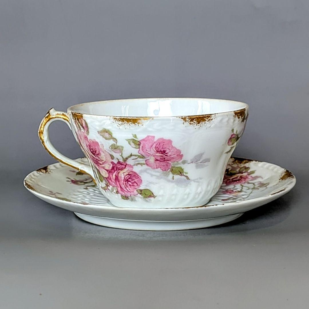 アビランド リモージュ　フランスアンティーク/薔薇暈し金彩/カップ&ソーサー