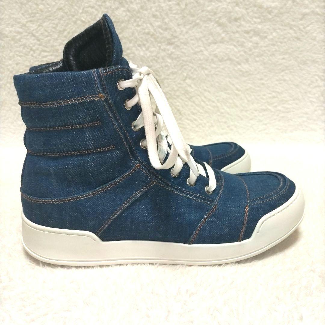 【美品】BALMAIN バルマン デニム インディゴ ハイカットスニーカー レア