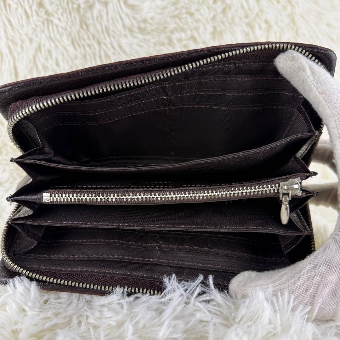 【極美品】ムータ クロコダイル 長財布 ラウンドジップ マットクロコ ブラウン