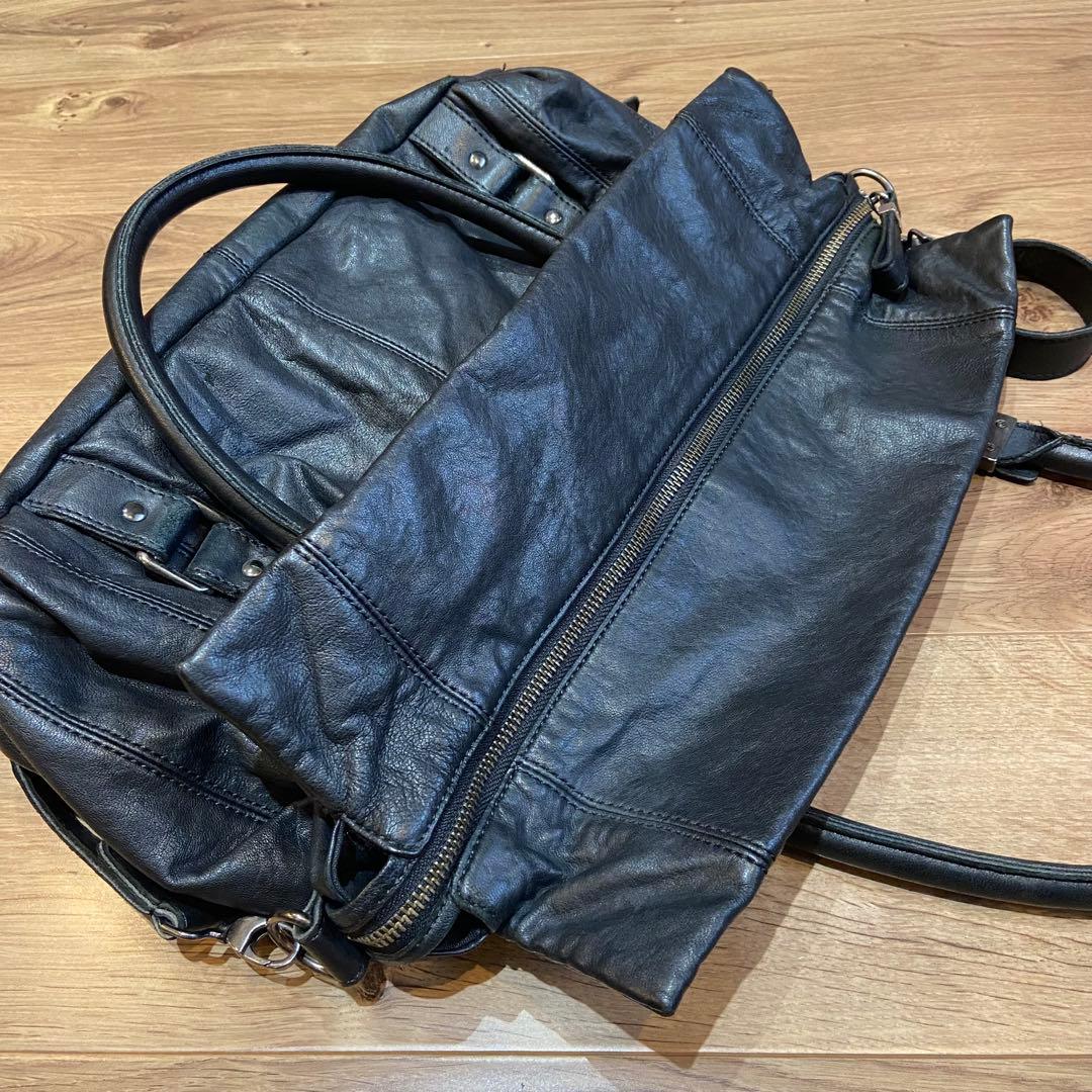 DIESEL ディーゼル A4可 トートバッグ 黒 レザー ショルダーベルト付き