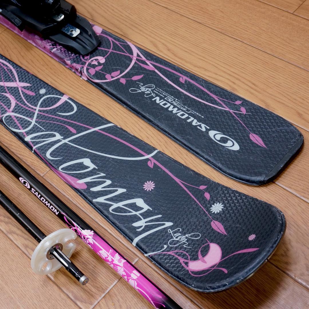 メンテ済 144cm 靴25.5cm SALOMON レディース スキーセット