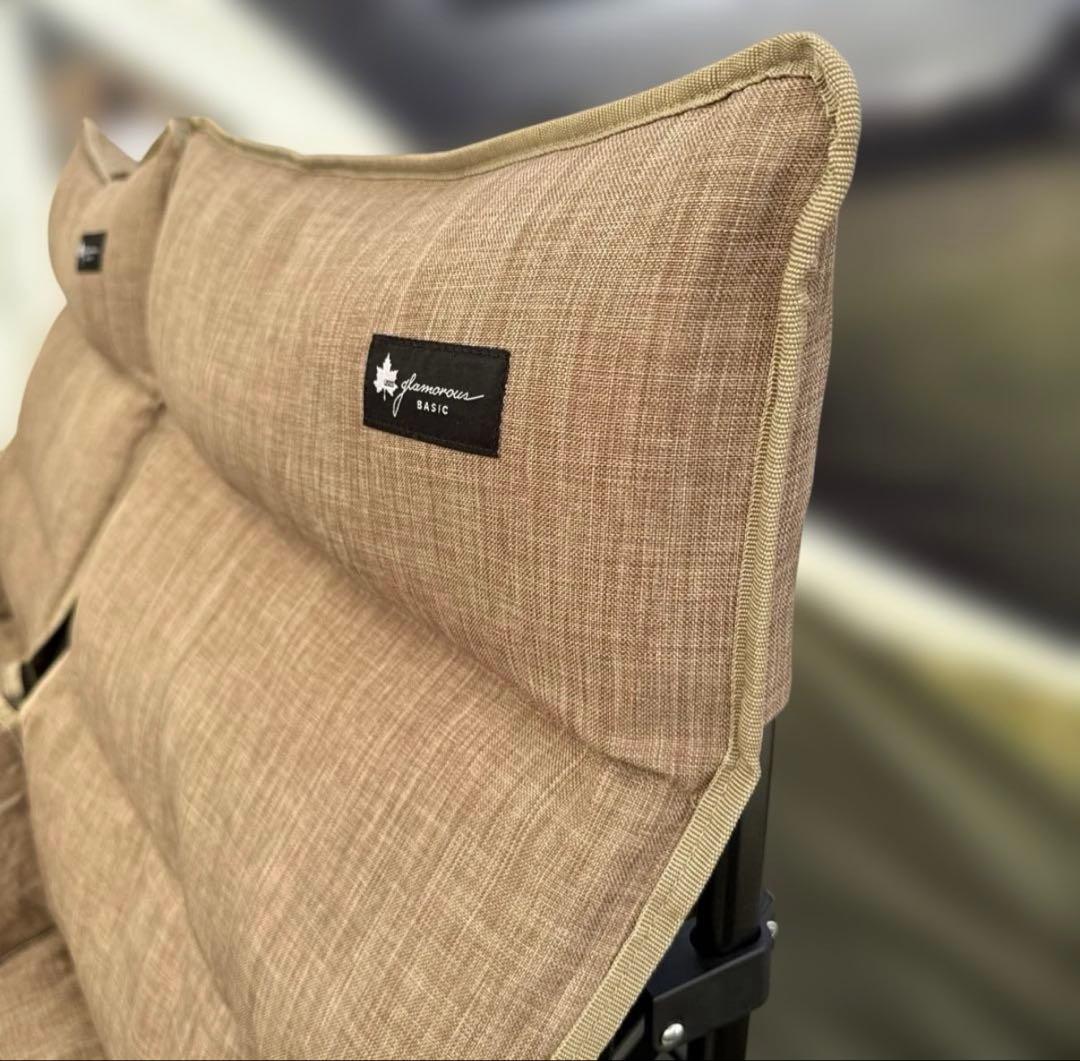 ロゴスLOGOS グランベーシック　折りたたみ式ベージュファブリックチェア