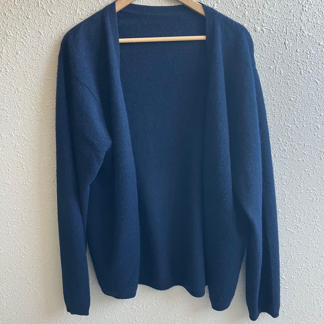 田中さんのセーター　カシミヤ　ニット　カーディガン　ネイビー　XL