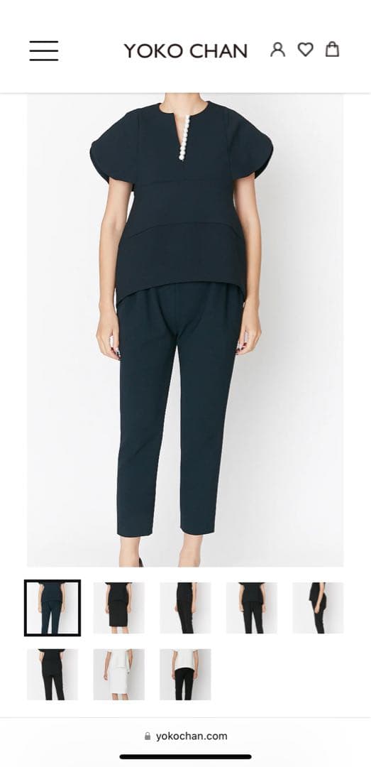 【YOKOCHAN】フレアスリーブパールスリットラインブラウス