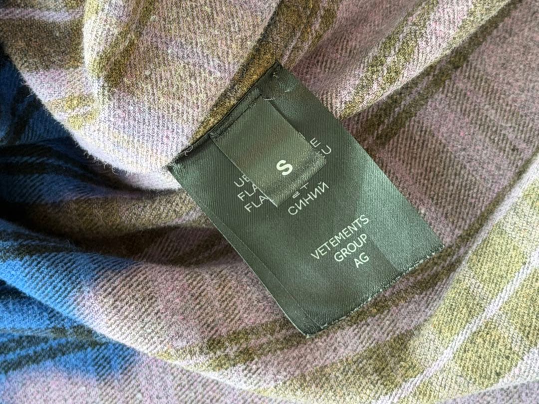 ^*^様 ヴェトモン VETEMENT ネルシャツ 長袖 S ブルー