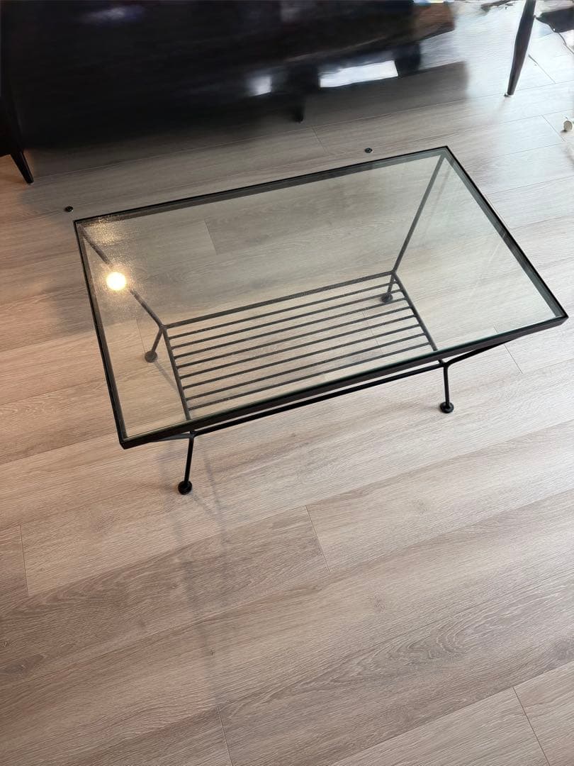 unico エディ ガラス×アイアン ローテーブル ⭕️更に値下げ⭕️