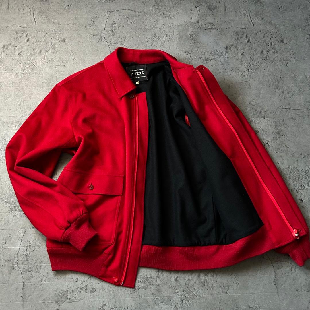 美品 ロロピアーナ 高級カシミヤ D.FINE ウール ボンバー ジャケット 赤