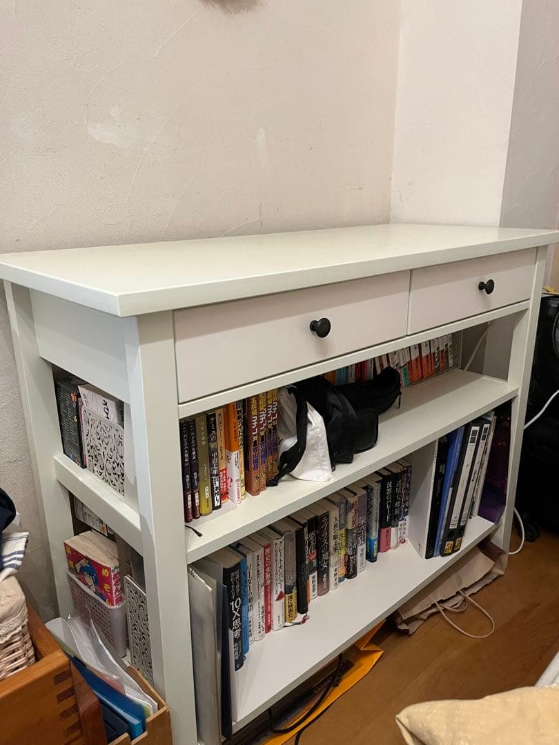 ニトリ　ホワイト 木製カウンターテーブル 2引き出し