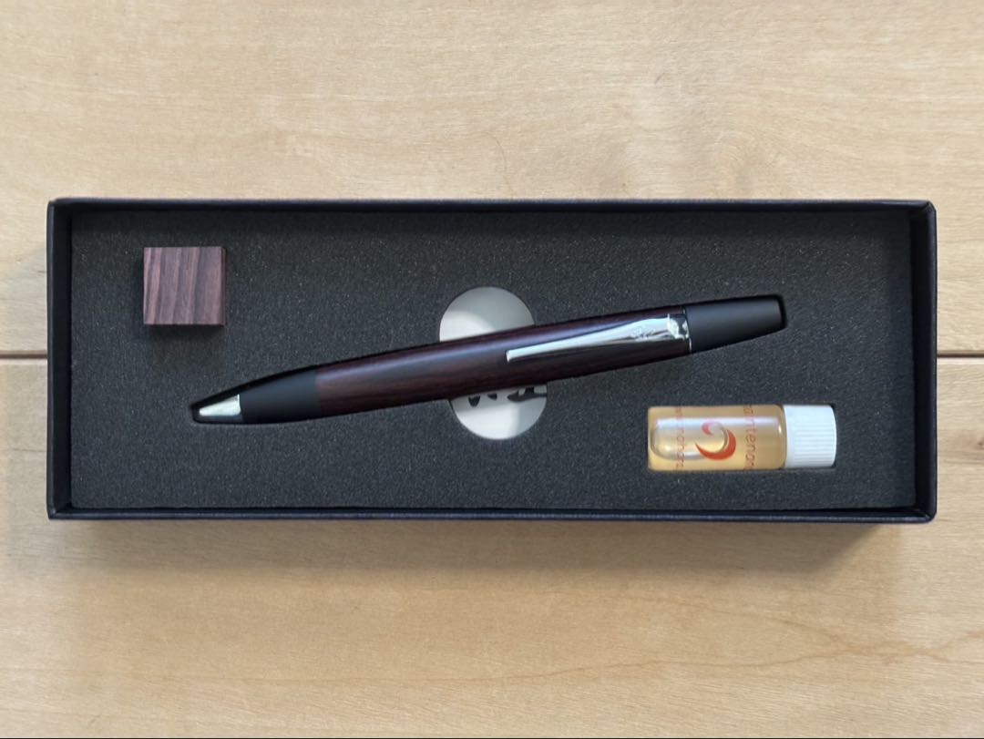 野原工芸　キングウッド　ロータリー　ボールペン　シルバー