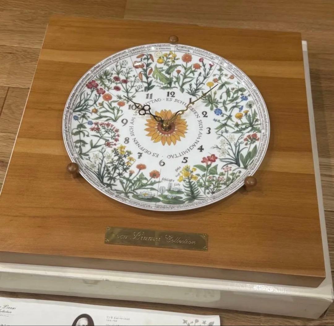 【新品】Noritake ノリタケ リンネコレクション特製額装入り皿時計 花時計