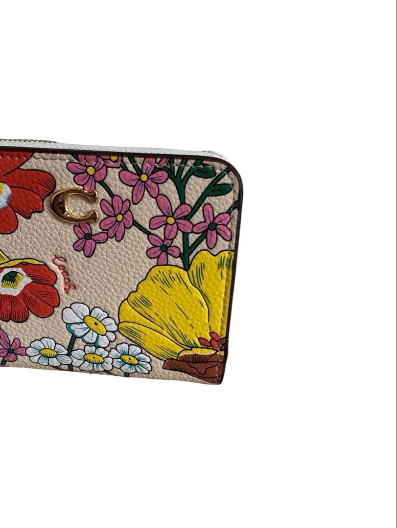 COACH コーチ 花柄 二つ折り財布 フローラル ベージュ タグ付き 未使用