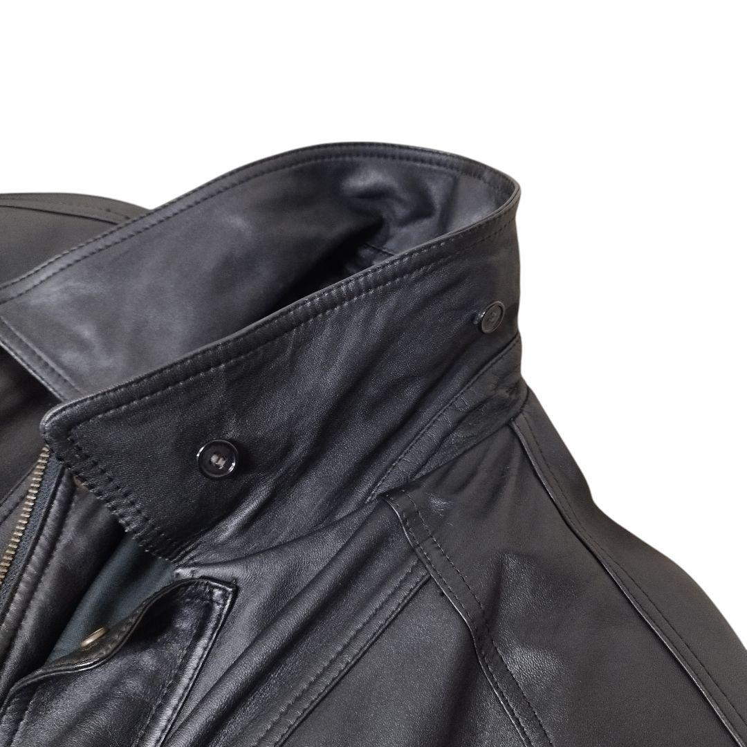 ヴィンテージ ラムレザー ムートン襟 フライトジャケット ブラック Mサイズ