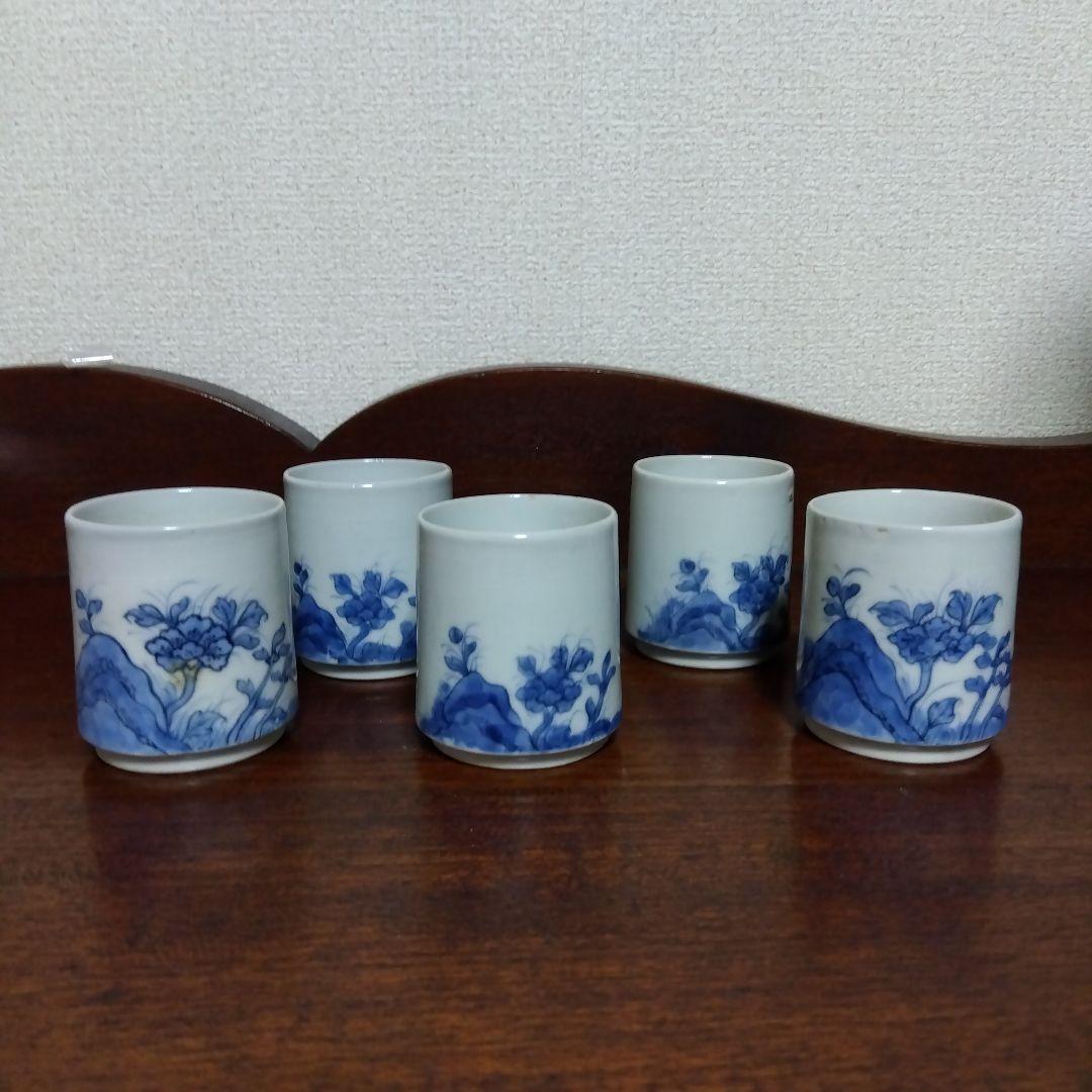 古伊万里　　覗き猪口　岩に牡丹、柳　５個　　23000円→20000円