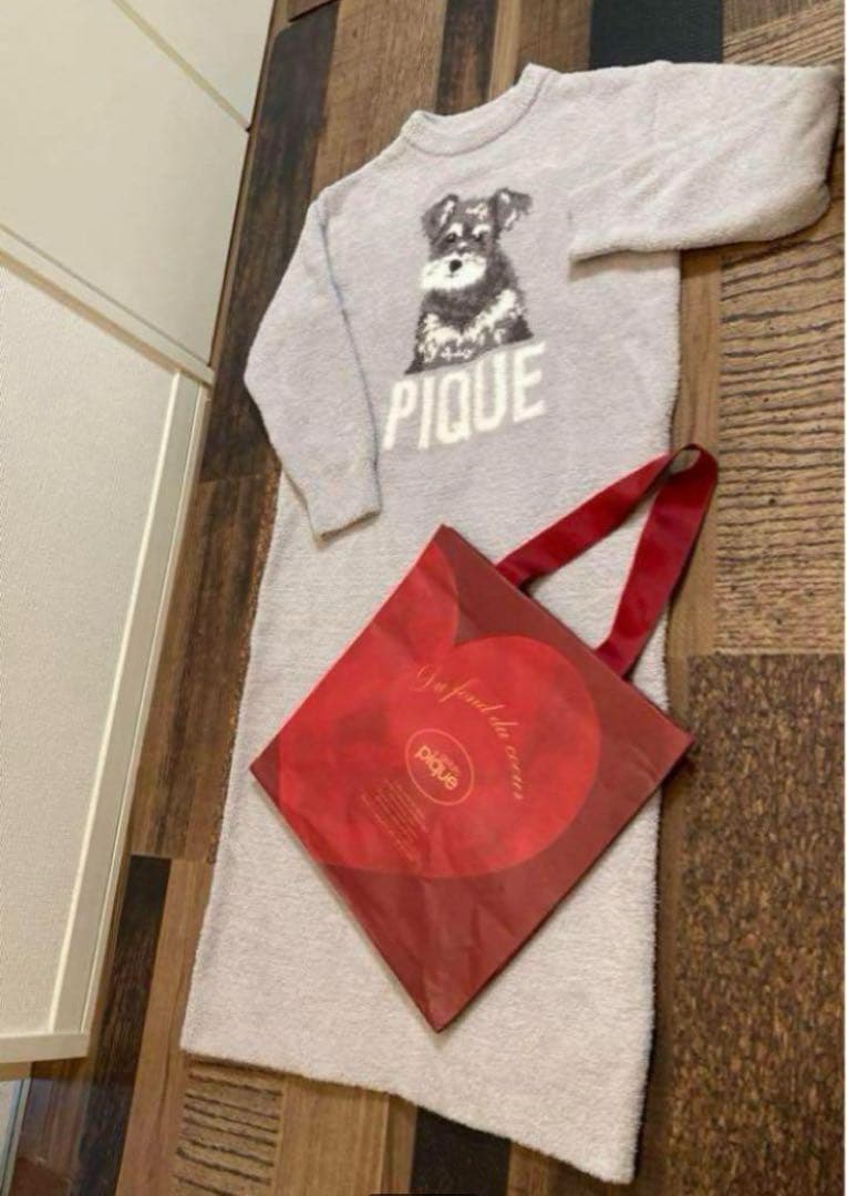 極美　ジェラートピケ　ルームウェア　ワンピース　シュナウザー　F