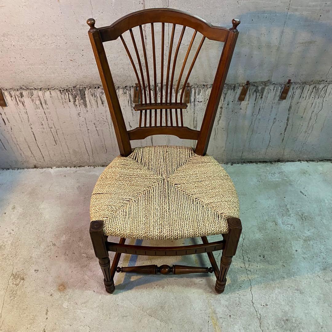 詳細不明　アンティーク　ヴィンテージ　カントリー　ペーパーコード　チェア