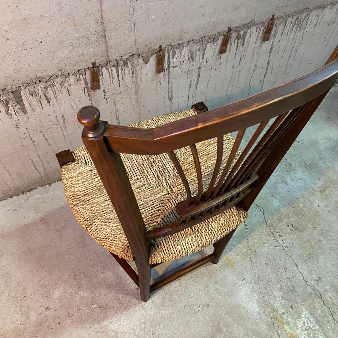 詳細不明　アンティーク　ヴィンテージ　カントリー　ペーパーコード　チェア