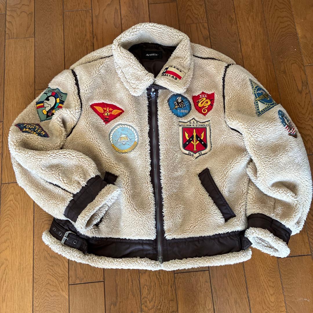 美品　AVIREX レトロボアB-3トップガンジャケット（ベージュ）　2XL