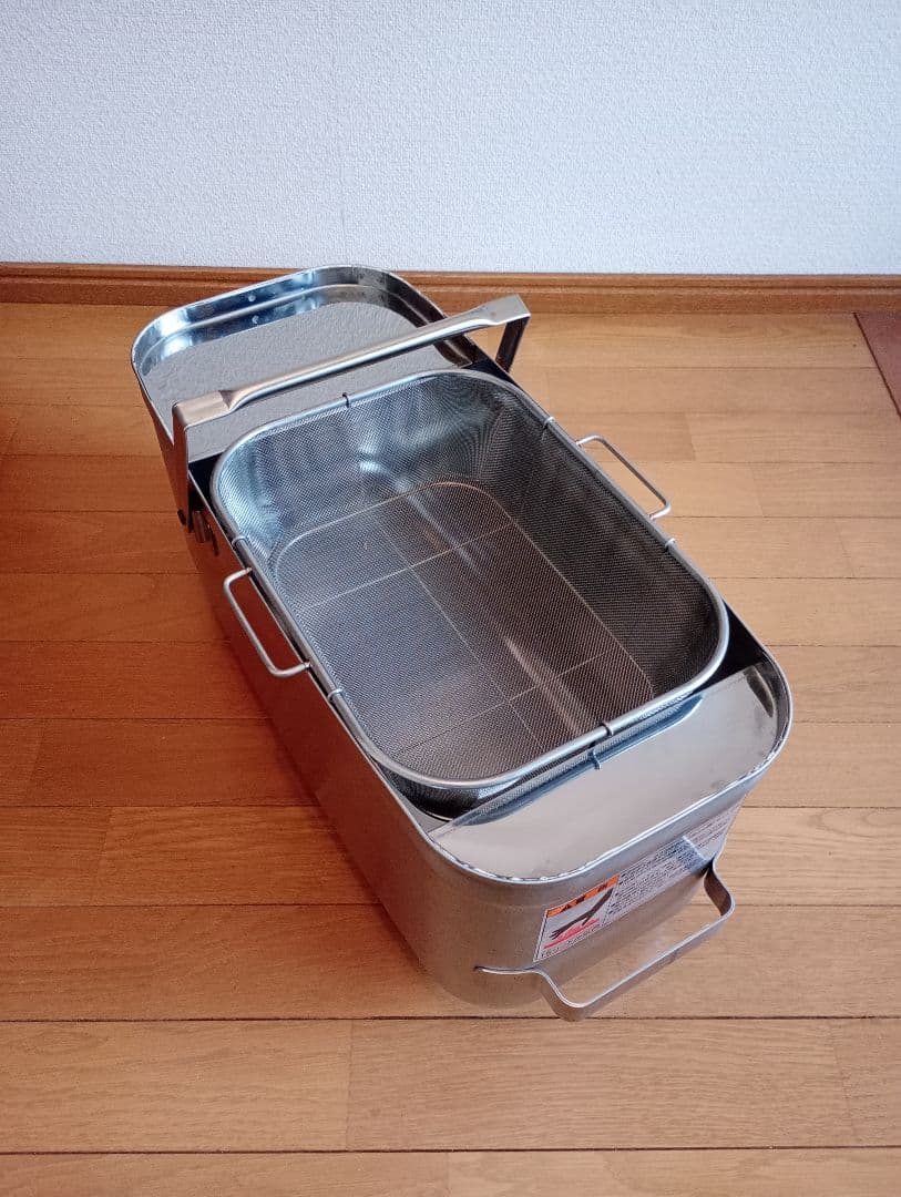 未使用　業務用フライヤー 油缶　 油受け 油こし網付き