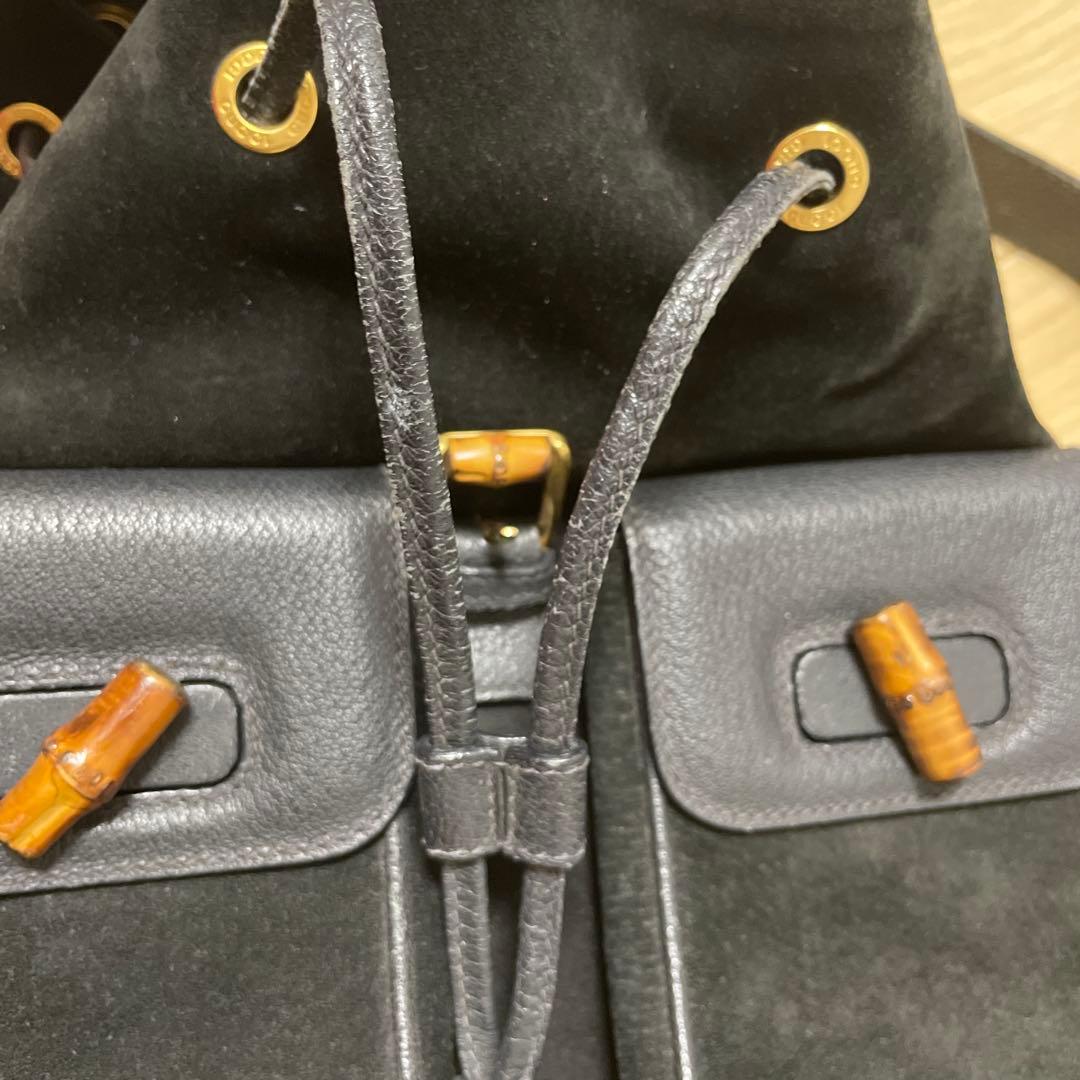 GUCCI グッチ スエード レザー バンブー リュックサック