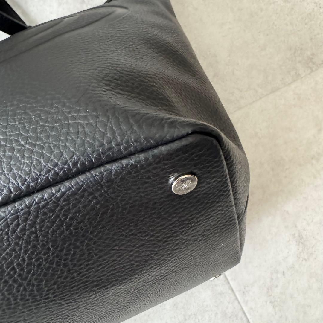 ヴィヴィアンウエストウッド　トートバッグ　オーブ　2WAY　黒　レザー　シボ革