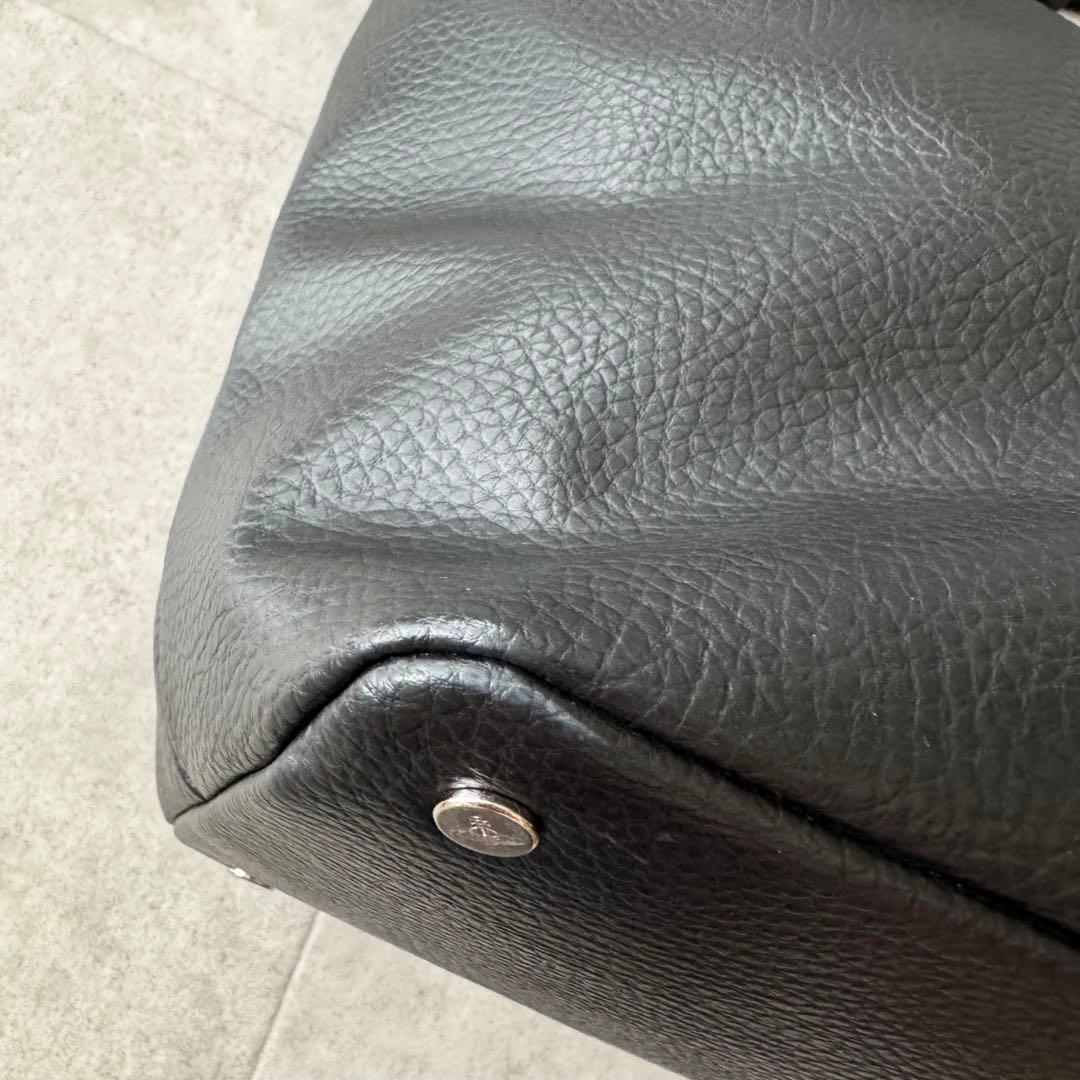 ヴィヴィアンウエストウッド　トートバッグ　オーブ　2WAY　黒　レザー　シボ革