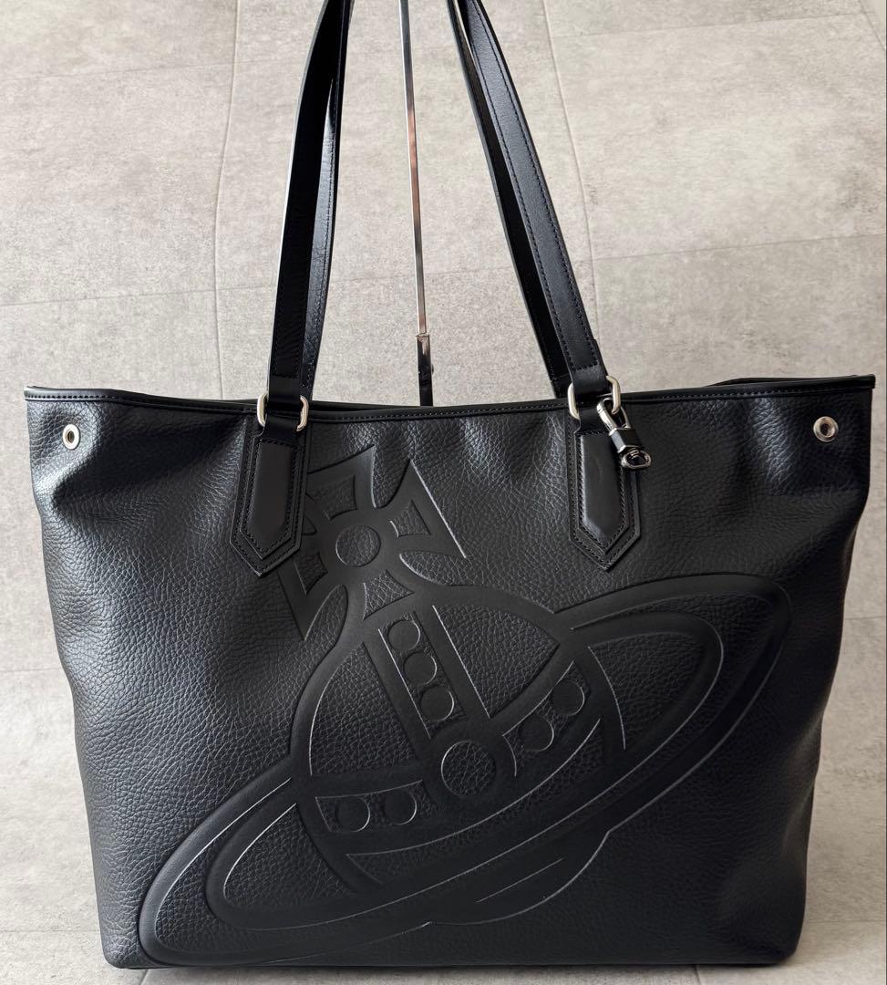 ヴィヴィアンウエストウッド　トートバッグ　オーブ　2WAY　黒　レザー　シボ革