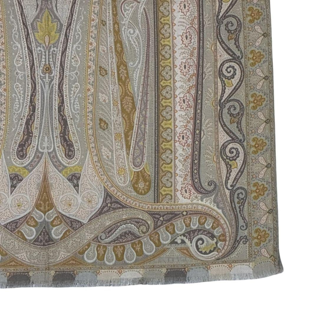 極美品★ETRO エトロ シルク混 イタリア ペイズリー 大判ストール スカーフ