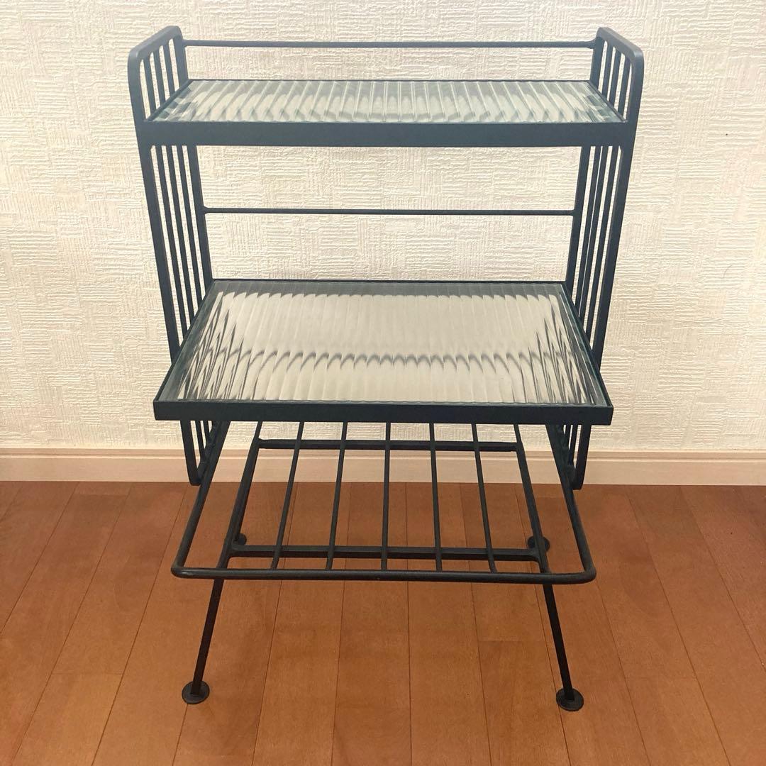 ウニコ ステラ スモールガラスシェルフ ガラスxアイアン レトロ風ガラス