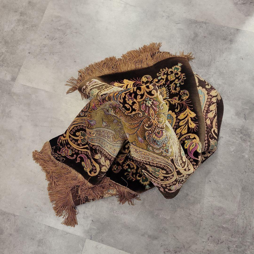 100x96cmペルシャ絨毯(877)クム産・絹・ギャッベ・シルク・じゅうたん