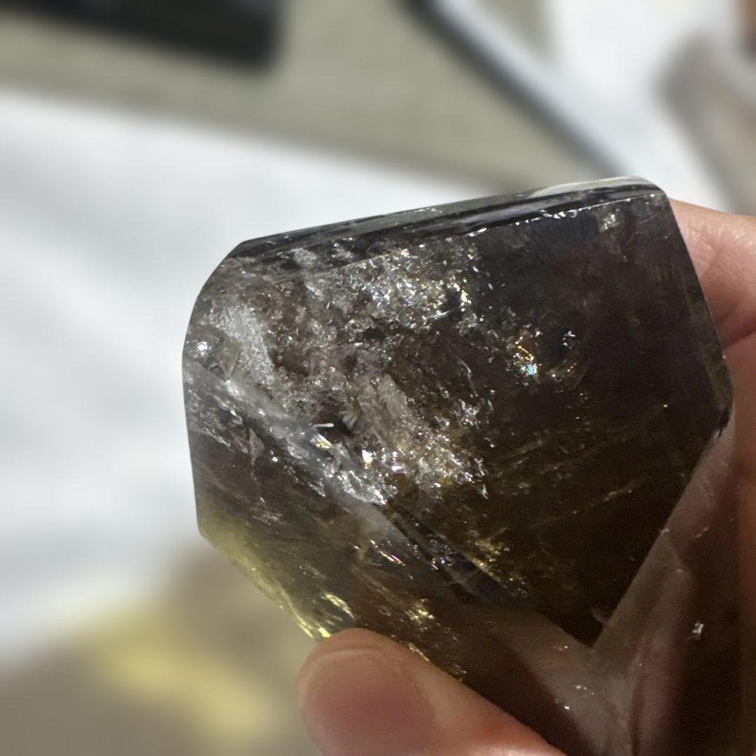 【極上品】スモーキーゼウスシトリンファントム 原石530g 台座付き