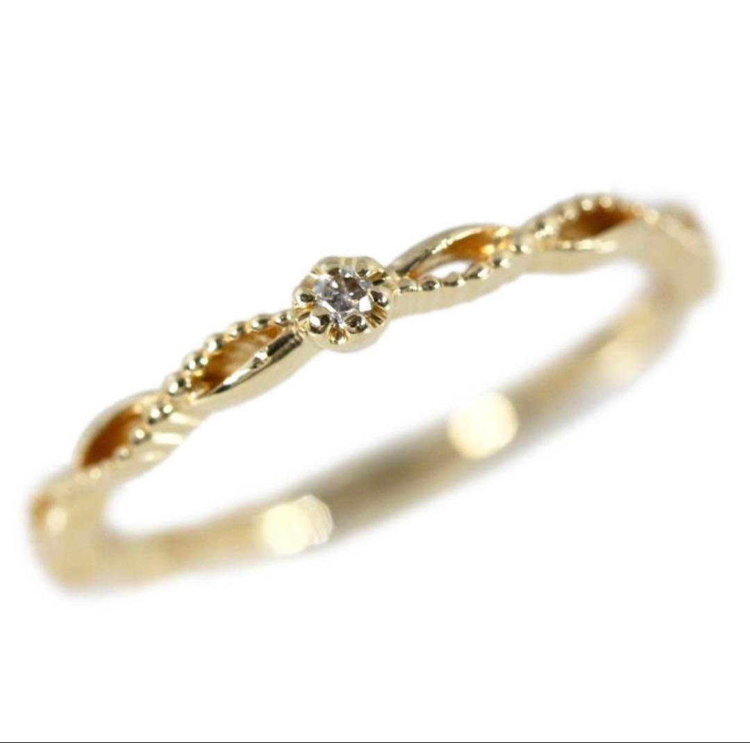 ○すず NOJESS K10 1粒ダイヤモンド ピンキーリング○