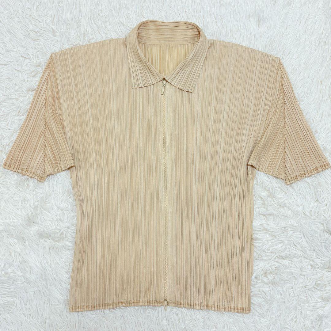 美品✨ プリーツプリーズ シャツ ジャケット ダブルジップ ベージュ