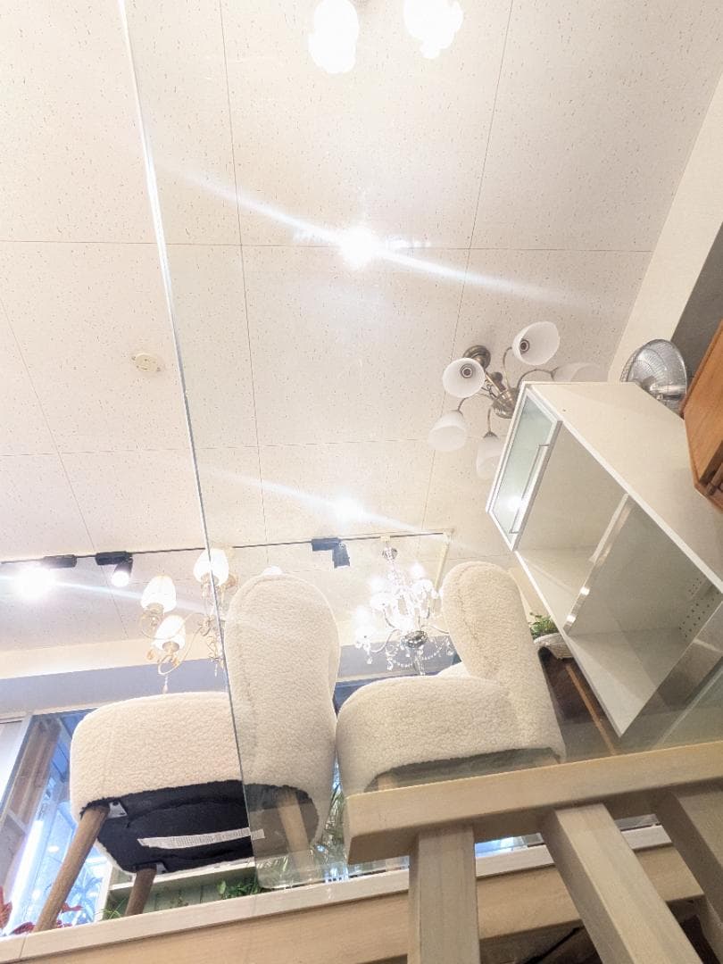 35% フランフラン エファ ガラス 天板テーブル 上品 ダイニングテーブル