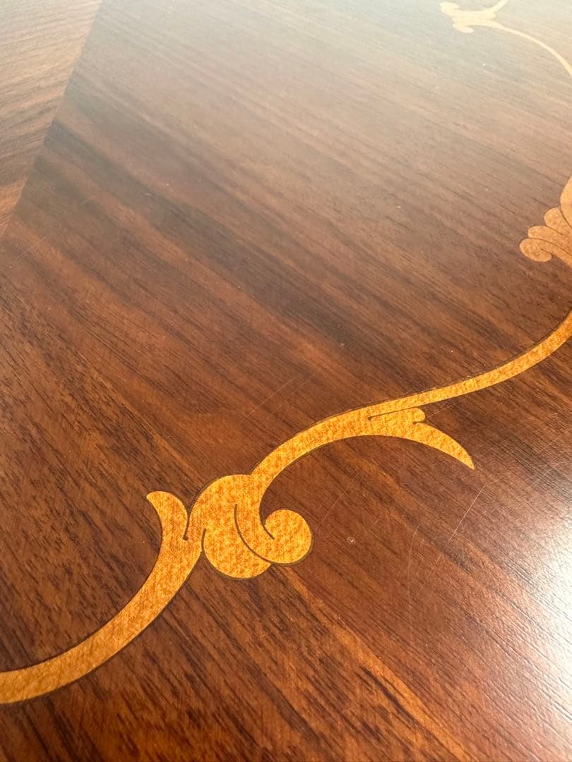 イタリア アンティーク 象嵌細工 センターテーブル 猫脚 彫刻 ※i4※