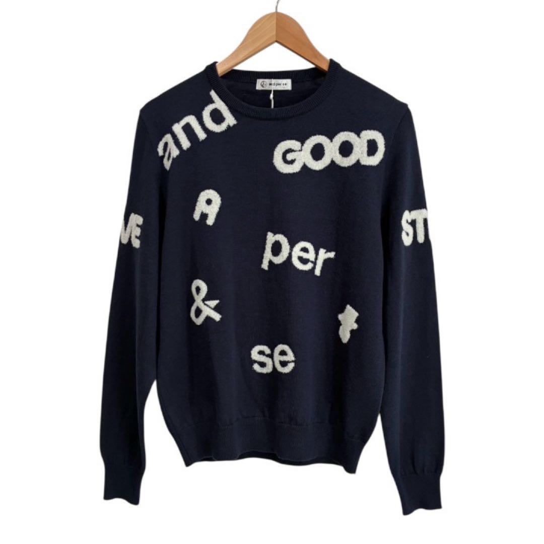 新品タグ付き✨アンパスィ ニット セーター ネイビー LL 日本製 大きいサイズ