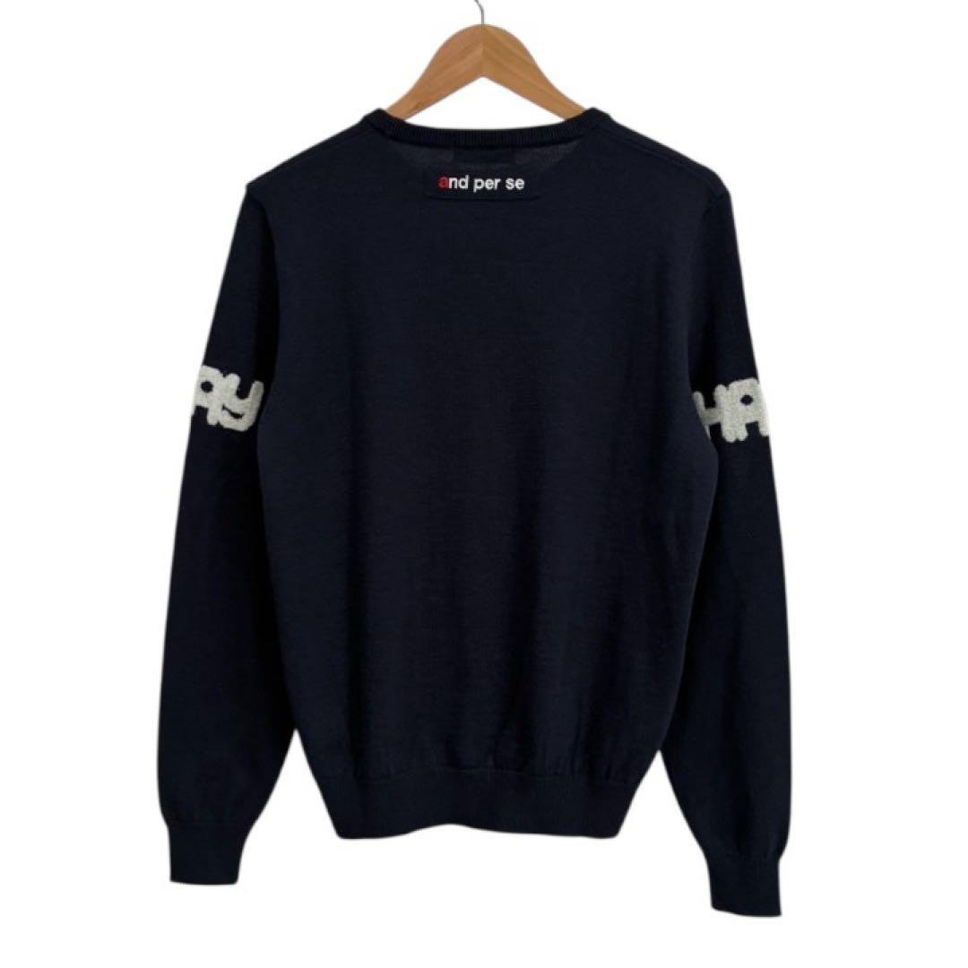 新品タグ付き✨アンパスィ ニット セーター ネイビー LL 日本製 大きいサイズ