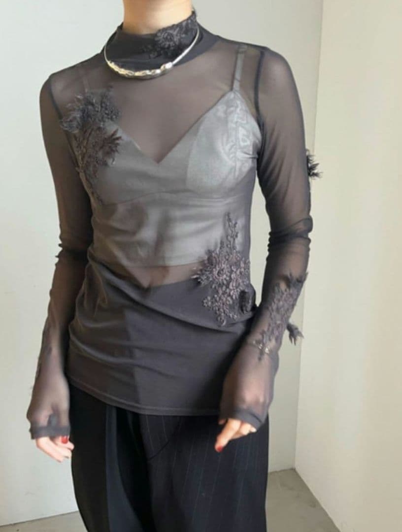 トップス AMERI VINTAGE UND FUR EMBROIDERY SKINTOP