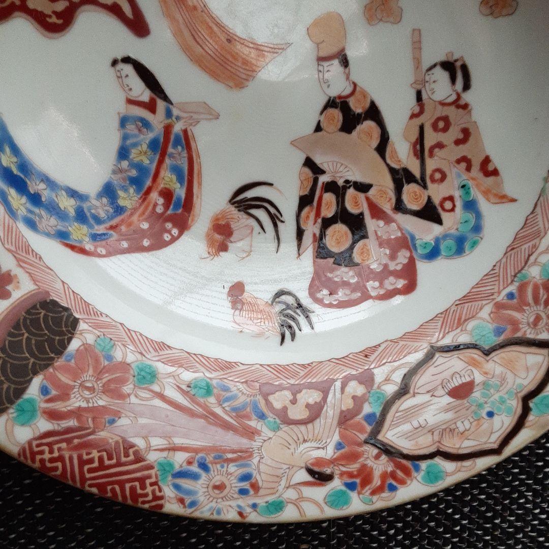 古い伊万里三川内有田焼骨董皿/裏銘「山枡造」肥蝶山信甫/蔵春亭里帰り/幕末明治