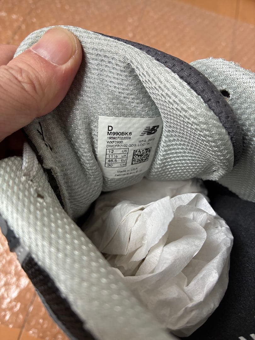 美品　new balance 990bk6 12D 30cm 990v6
