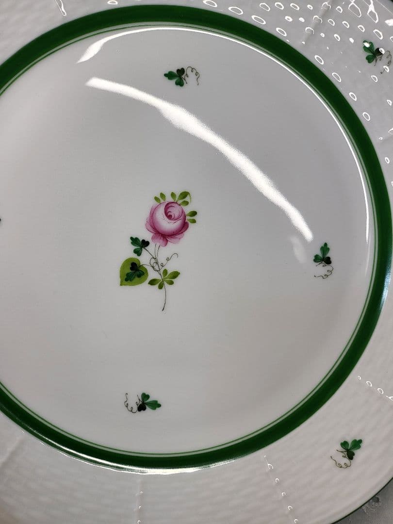 未使用近✨ヘレンド ウィーンのバラ プレート 26cm大皿 ピンク ローズ2枚①